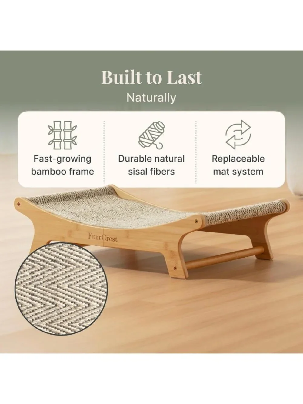XL Cat Scratcher Bed with Elevated Hammock, Replaceable Sisal Pad, Anti-Slip